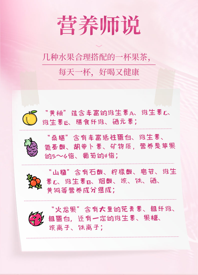 艺福堂黄桃桑椹山楂火龙果茶100g(图4)